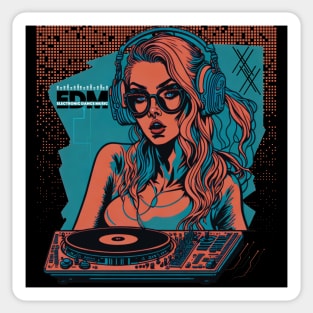 EDM DJ Girl! Blue/Orange Sticker